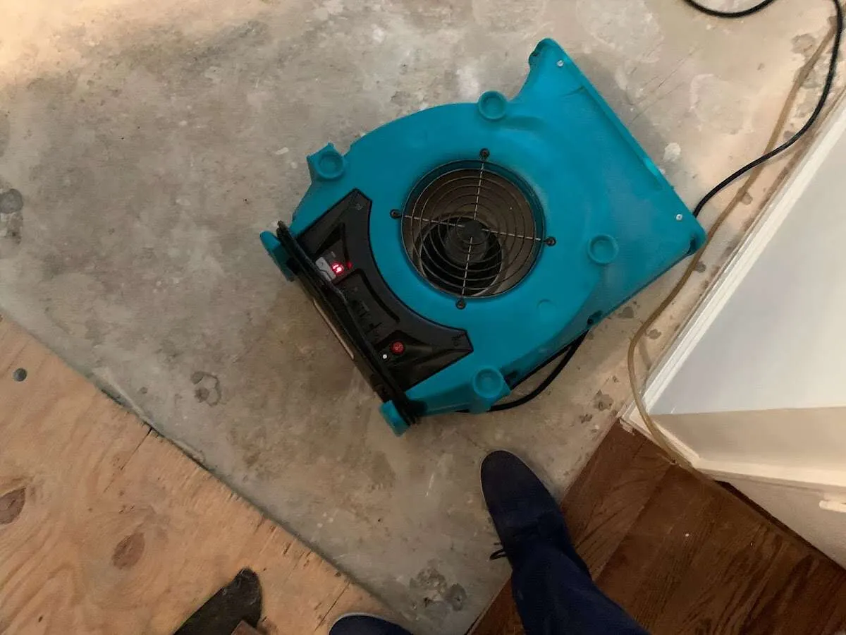 Air mover drying subfloor during Leak Detection & Repair in Pike Road