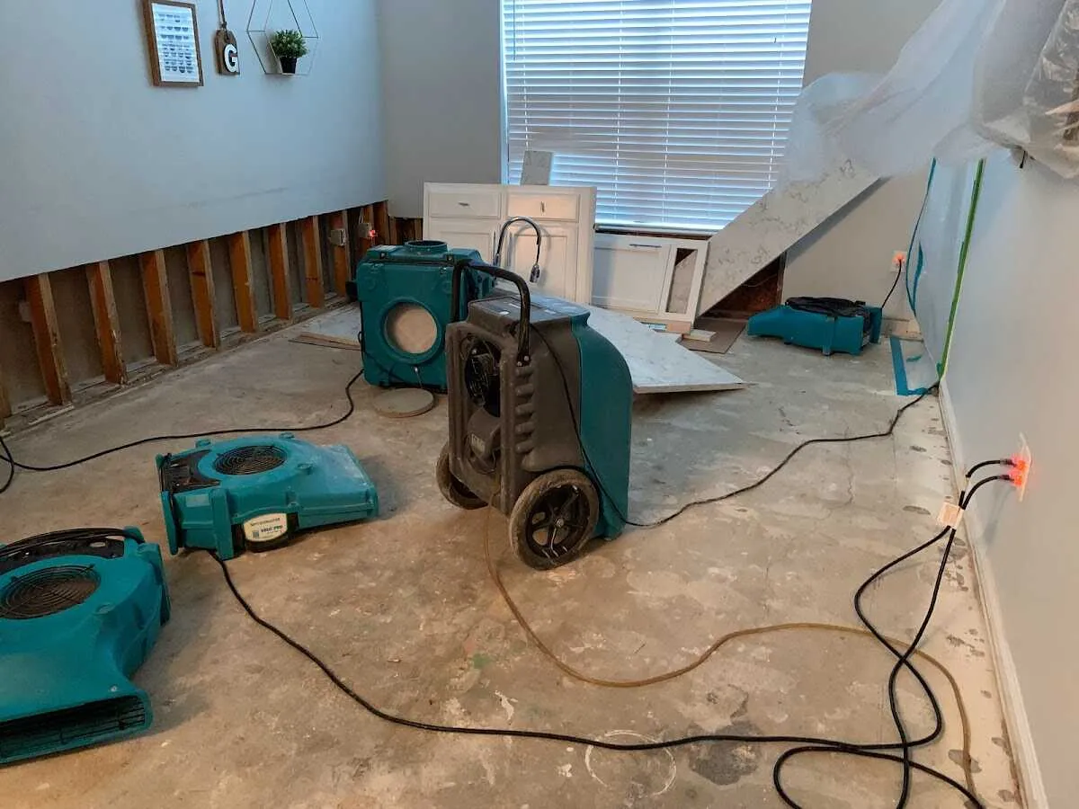 Dehumidifier in flood-cut room for Water Damage Restoration in Pike Road